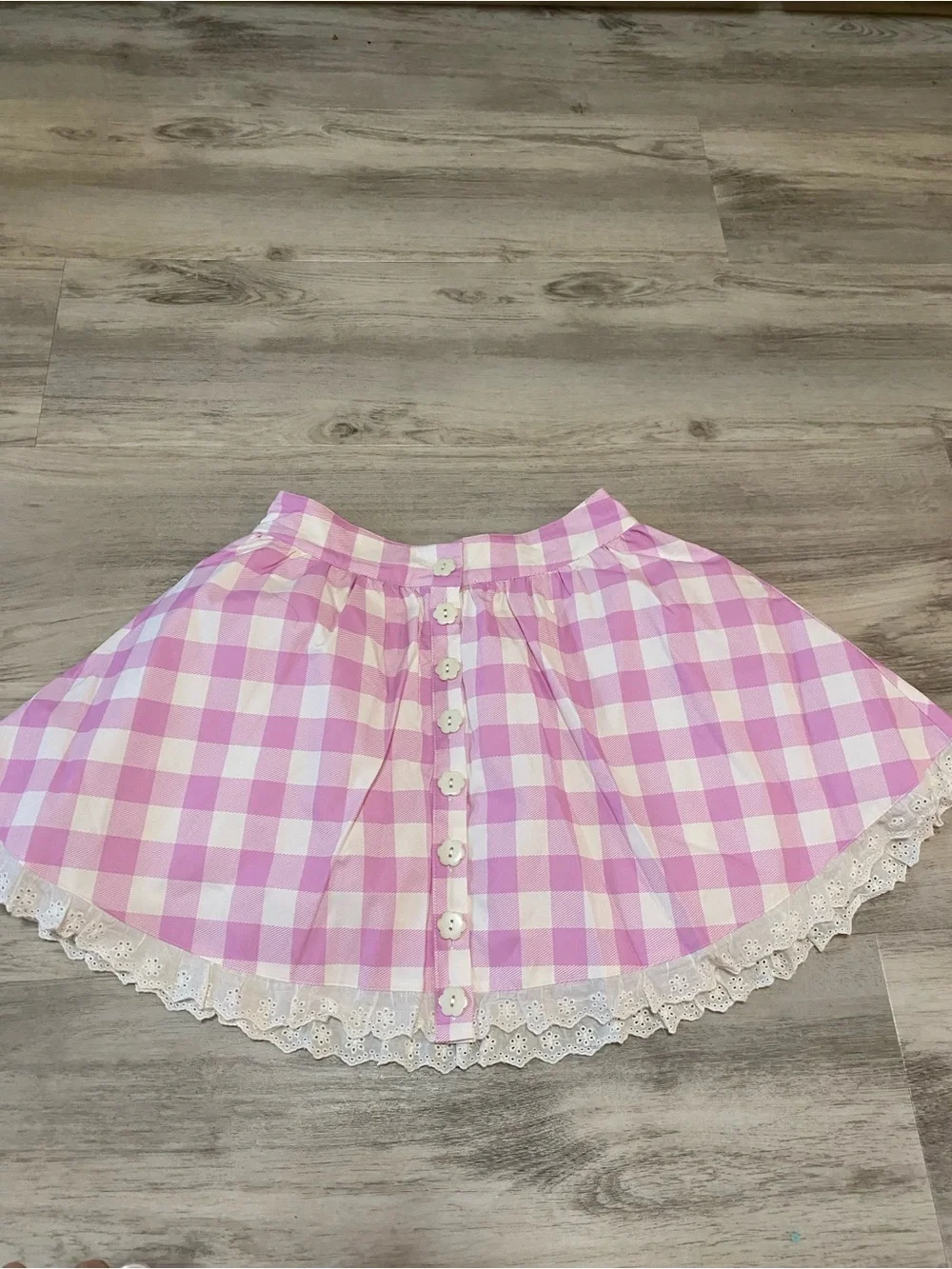 Dolls Kill Sugar Thrillz S’more Sweetness pink gingham circle skirt - NWOT
